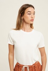 Ribbed Knit Basic T-Shirt - Off White
