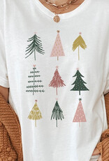 Colorful Christmas Trees Graphic Tee - White