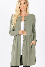 Buttoned Cardigan With Side Pocket