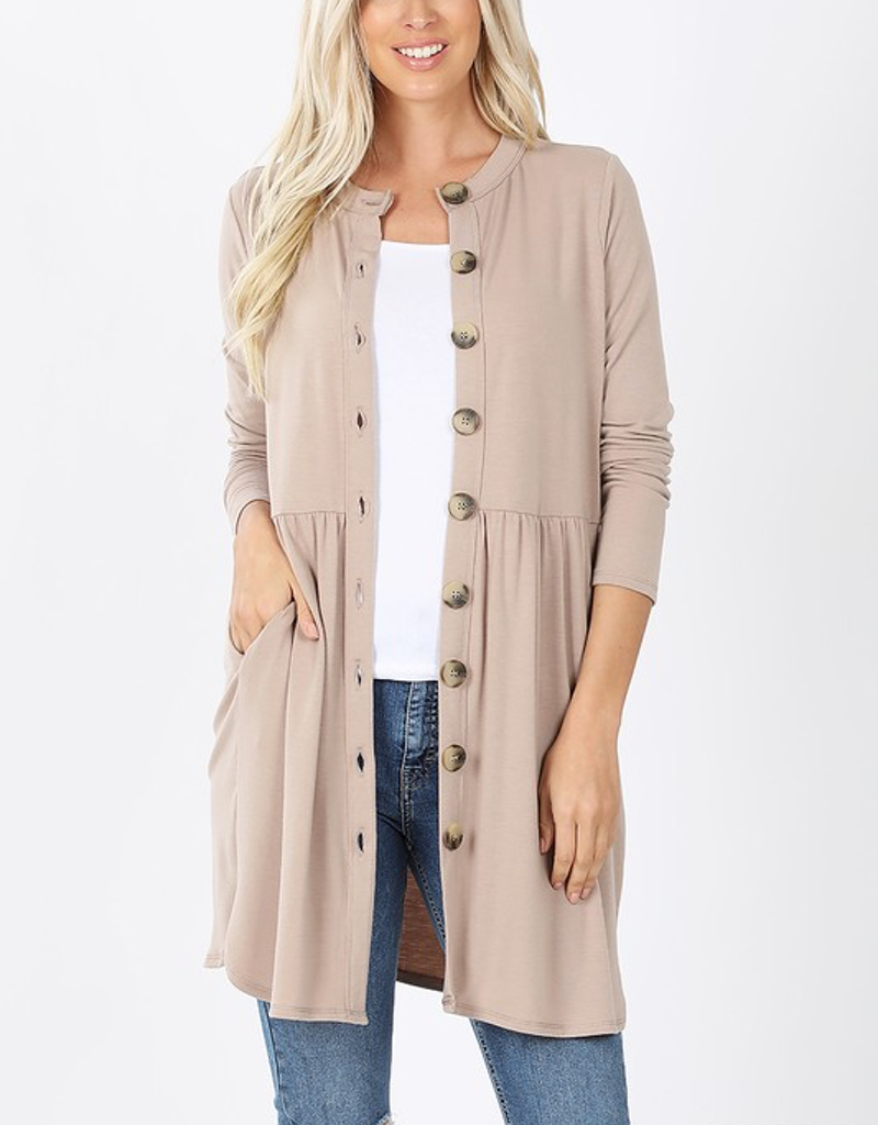 Buttoned Cardigan With Side Pocket