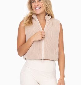 Hybrid Cropped Puffer Vest - Nude