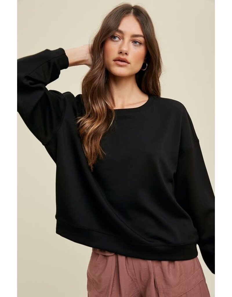 Scuba Relaxed Crop Sweatshirt - Black