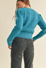 Knit Pointelle Sweater - Disco Blue
