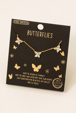 Gold Dipped Studded Butterflies Necklace