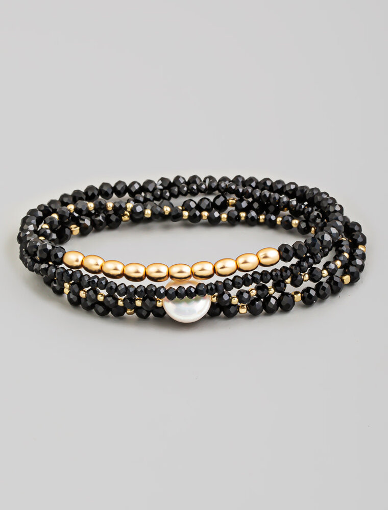 Pearl Charm Beaded Bracelet Set
