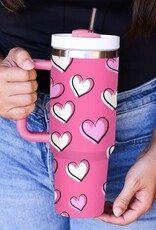 Rose Red Valentines Heart Tumbler