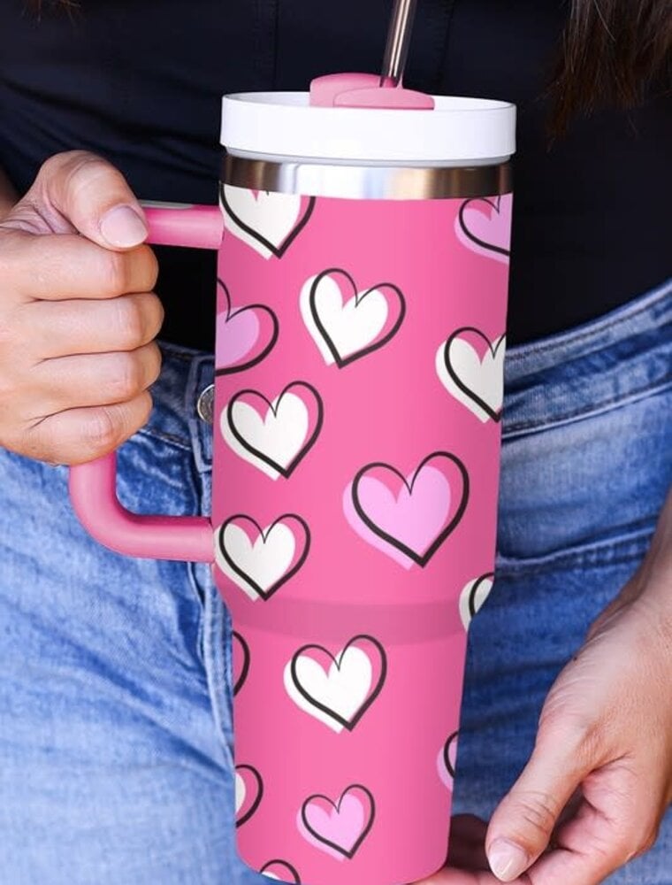 Rose Red Valentines Heart Tumbler