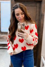 Fuzzy Heart Sweater - Vanilla Cream