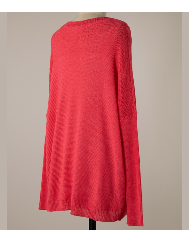 Lightweight Cable Knit Sweater - Coral