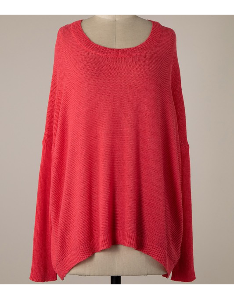 Lightweight Cable Knit Sweater - Coral