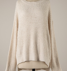 Drop Shoulder Soft Knit Sweater - Cream