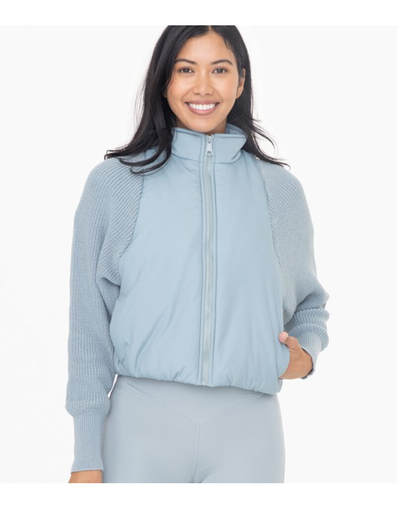 Trim Padded Hybrid Jacket - Smokey Blue