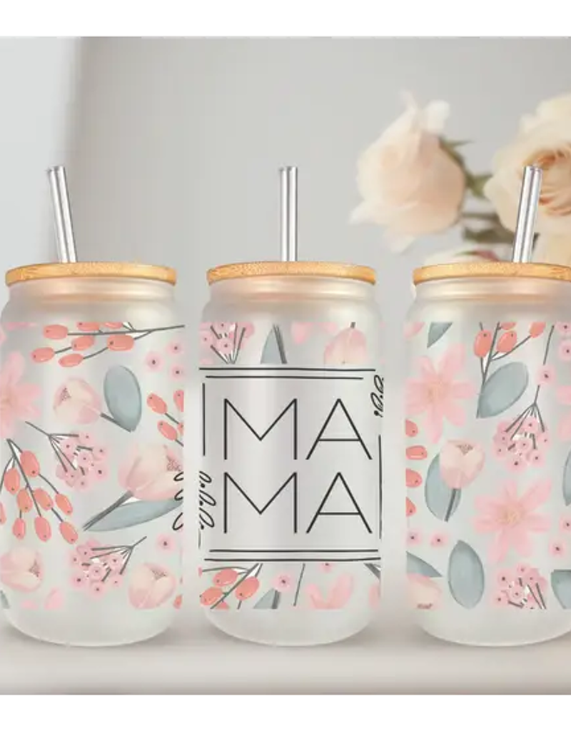 16 oz Can Glass - Mama Floral Glass