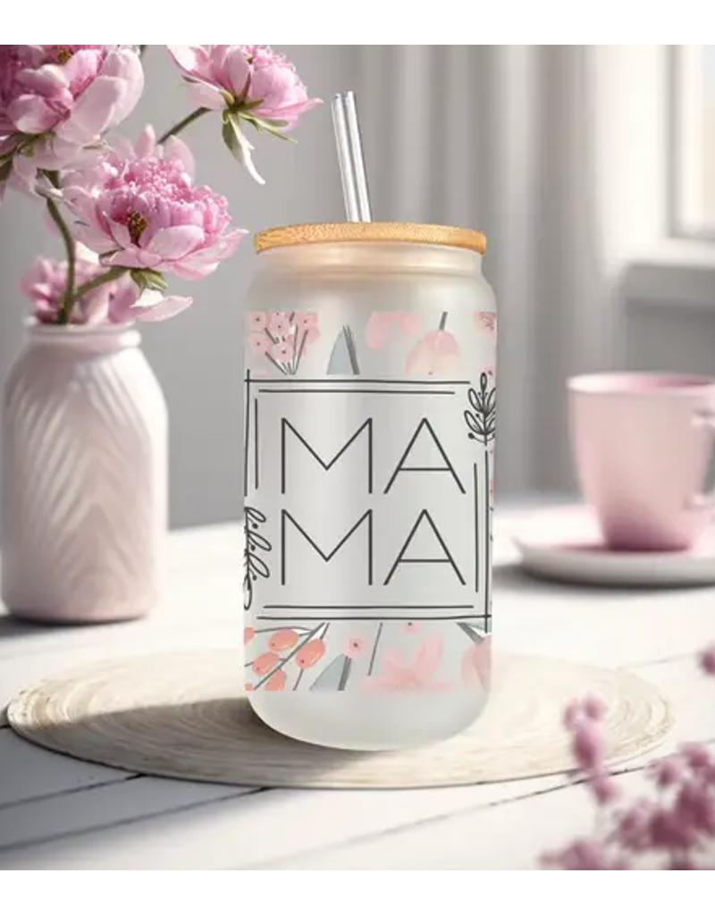 16 oz Can Glass - Mama Floral Glass