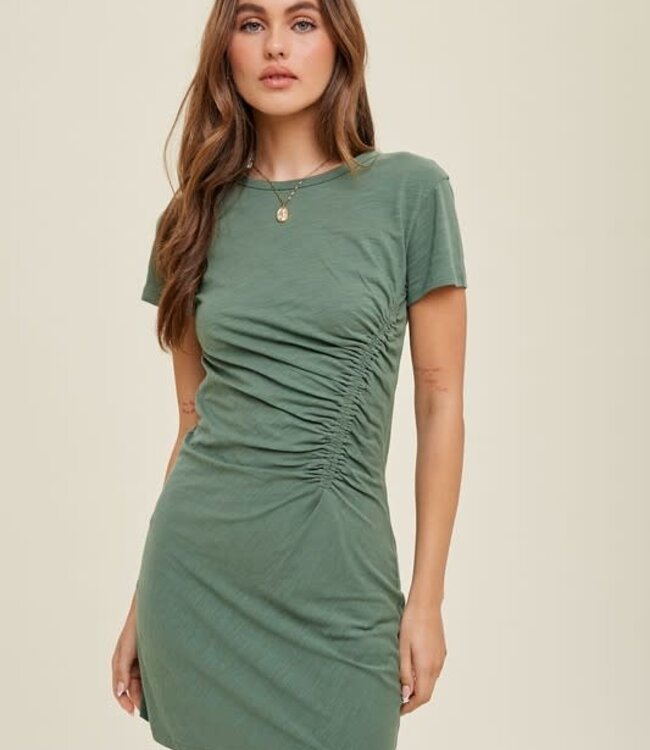 Ruched Detail Ribbed Mini Bodycon Dress