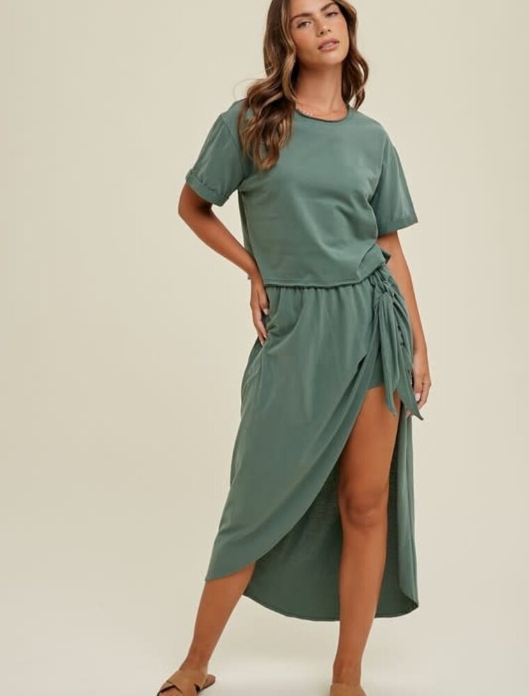 Self Tie With Shorts Skirt - T. Green