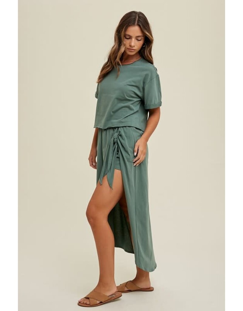 Self Tie With Shorts Skirt - T. Green