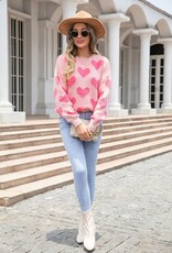 Heart Jacquard Sweater - Light Pink