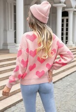 Heart Jacquard Sweater - Light Pink
