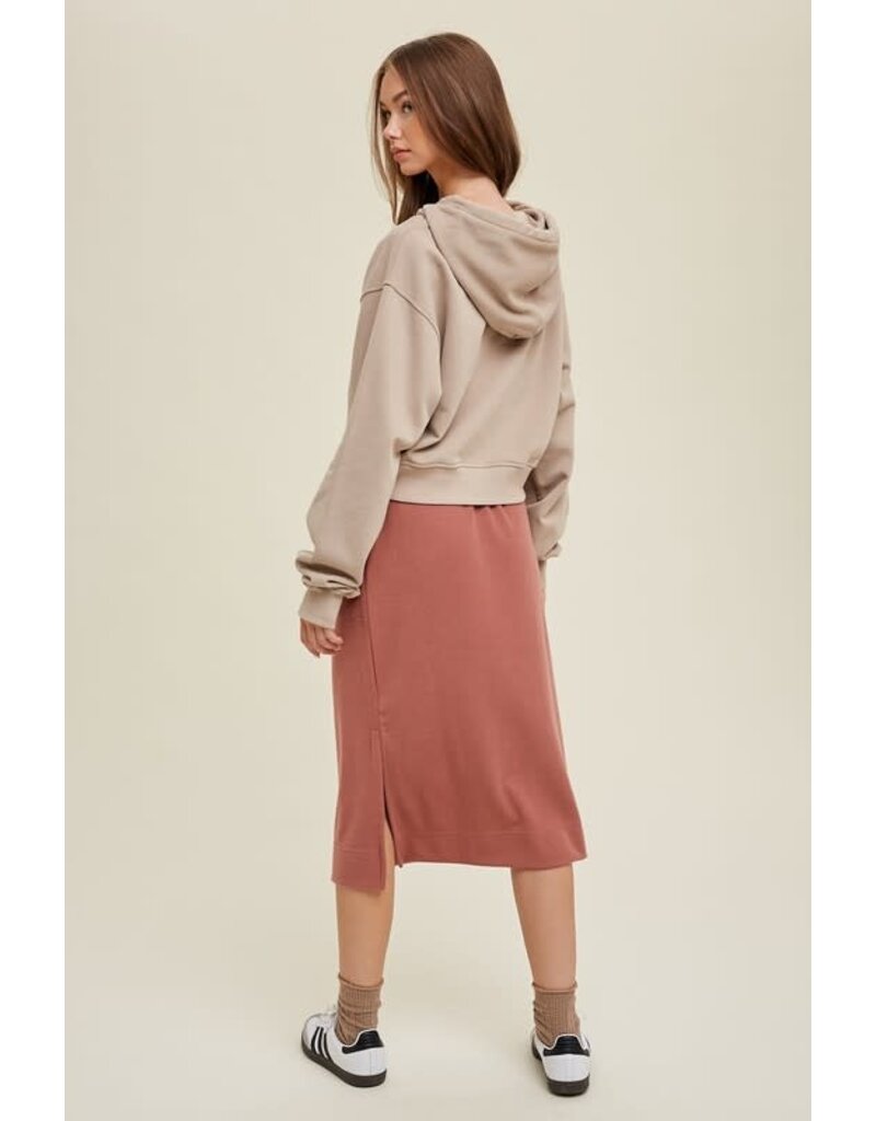 Relaxed Crop Hooded Sweatshirt - Taupe