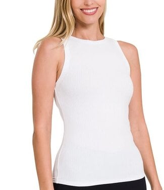 Soft Rib Tank Top in White