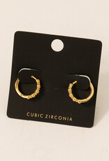 Cubic Zirconia Studded Small Hoops