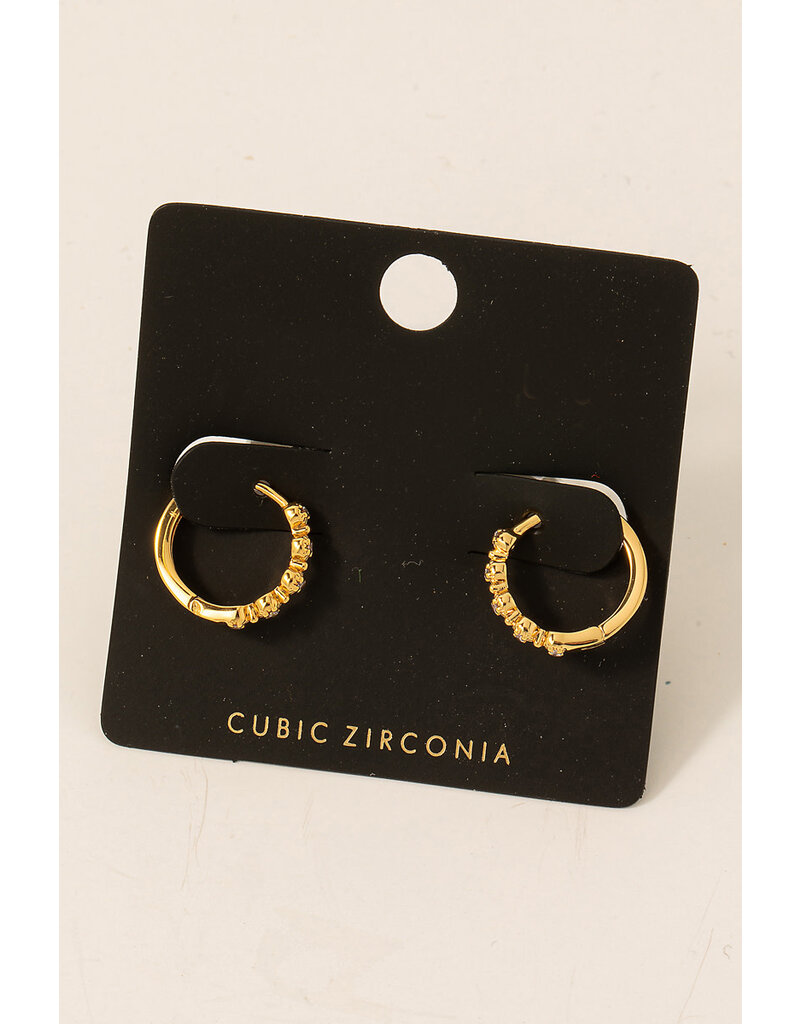 Cubic Zirconia Studded Small Hoops