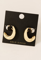 Gold Dipped Curved Tear Hoop Earrings