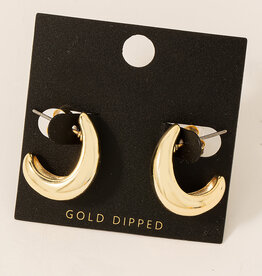 Gold Dipped Curved Tear Hoop Earrings