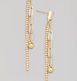 Rhinestone Oval Chain Dangle Earrings