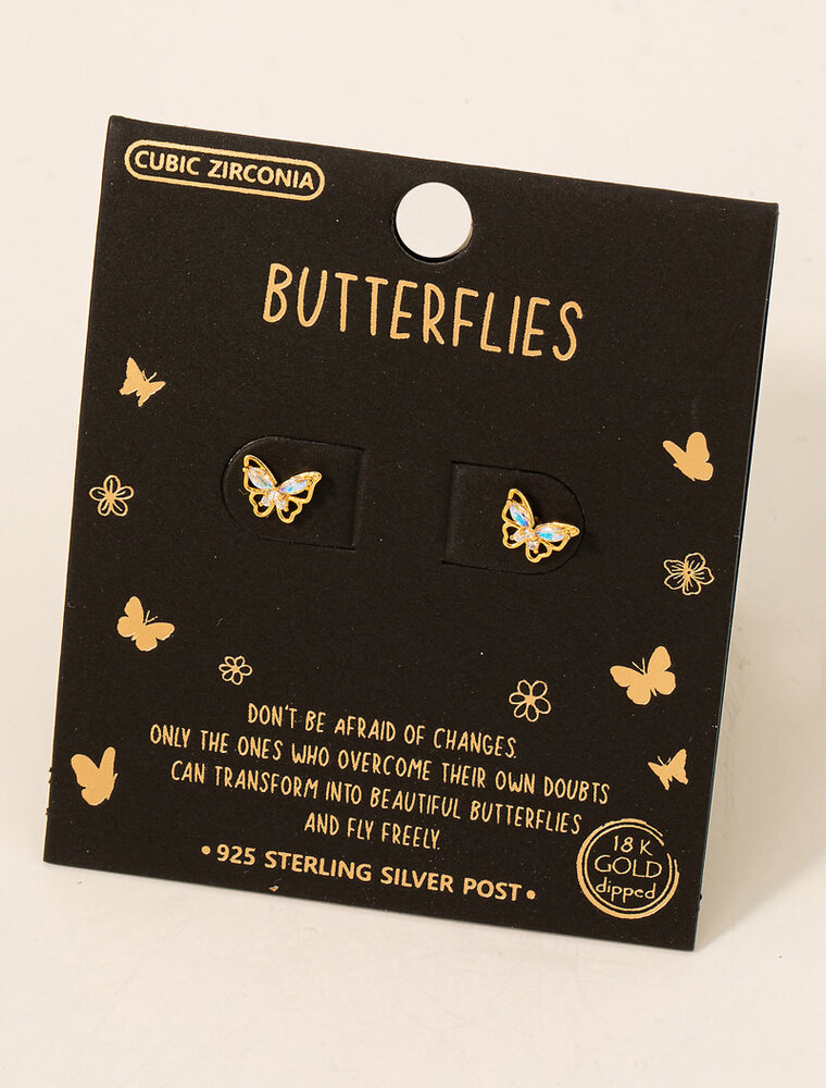 Gold Dipped Mini Studded Butterfly Earrings