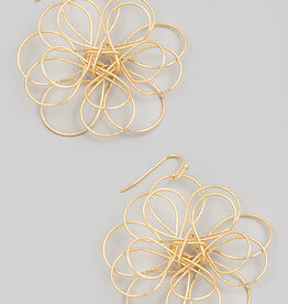 Textured Metallic Flower Dangle Earrings