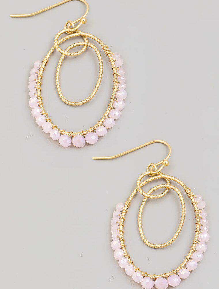 Layered Beaded Tiered Oval Earrings