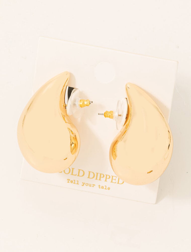 Gold Dipped Large Teardrop Earrings