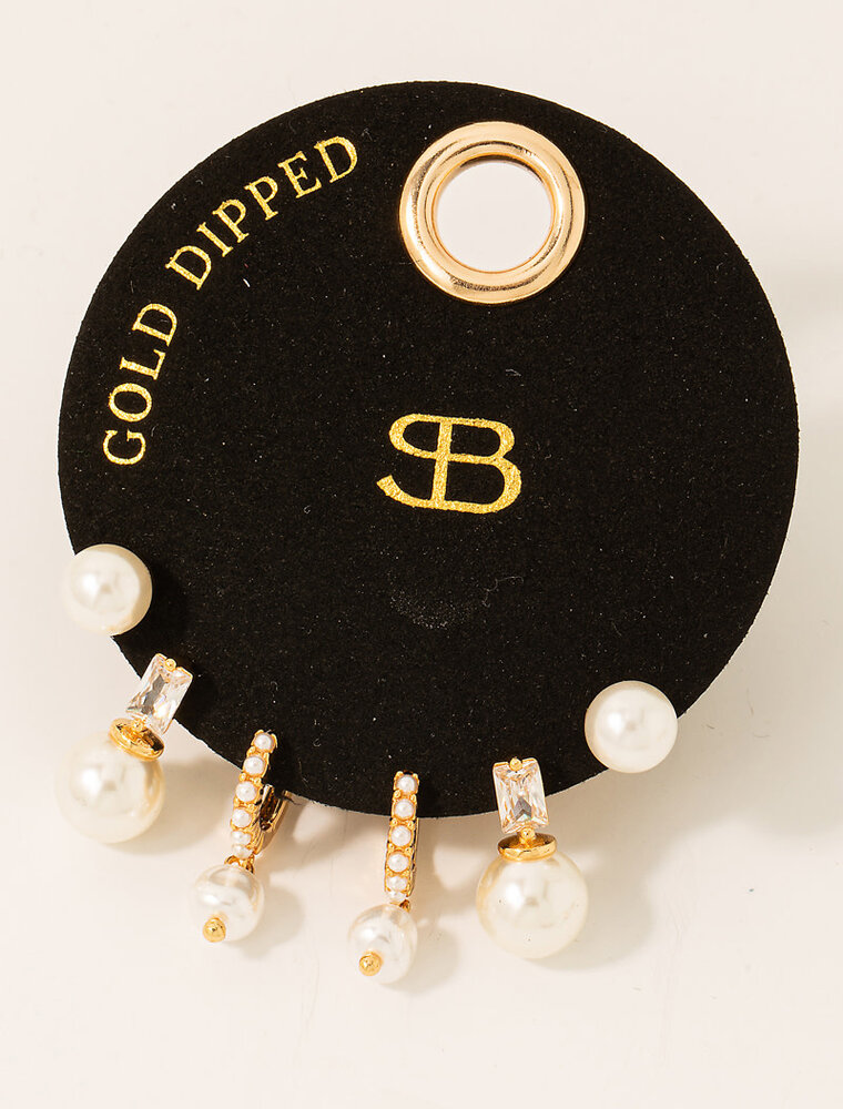 Secret Box Gold Dipped Pearl Earrings Set