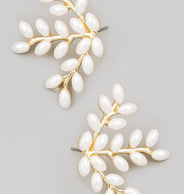 Pearl Leaf Post Earrings