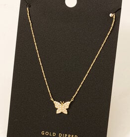 Gold Dipped Pave Butterfly Necklace
