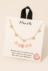 Gold Dipped Pave Flower Charms Necklace