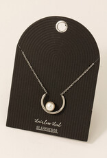 Stainless Steel Hoop And Pearl Necklace