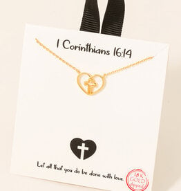 Gold Dipped Cross Heart Necklace