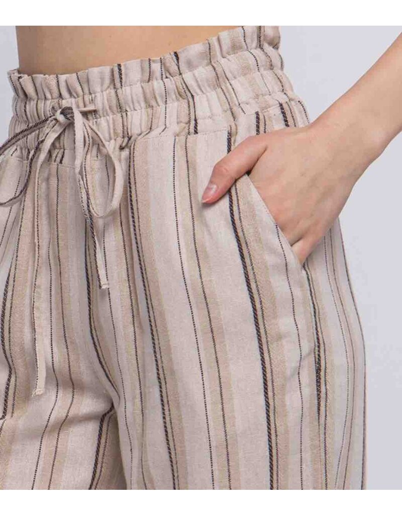 Linen Striped Pants - Mocha