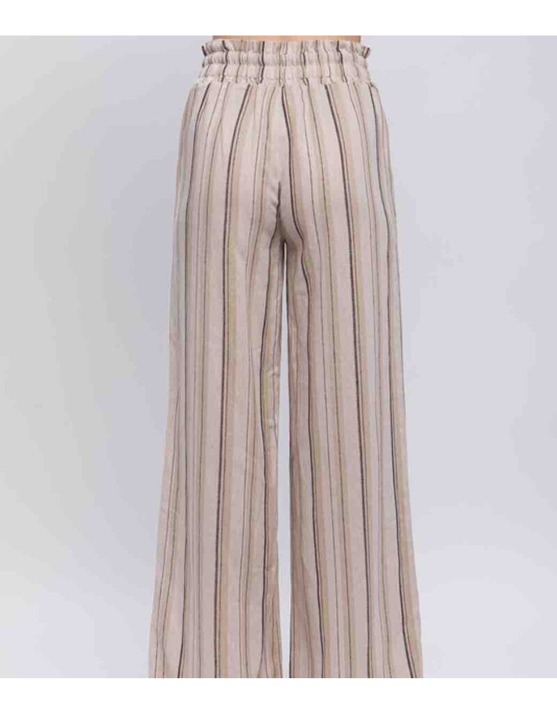 Linen Striped Pants - Mocha
