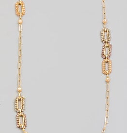 Beaded Oval Chain Long Necklace