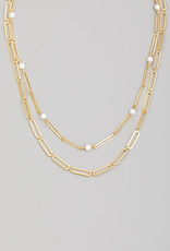 Pearl Beads And Chain Necklace