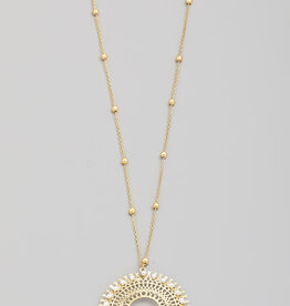 Ornate Hoop Pendant Long Necklace