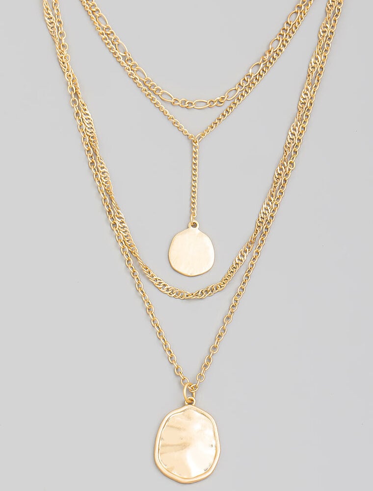 Double Disc Layered Chain Necklace