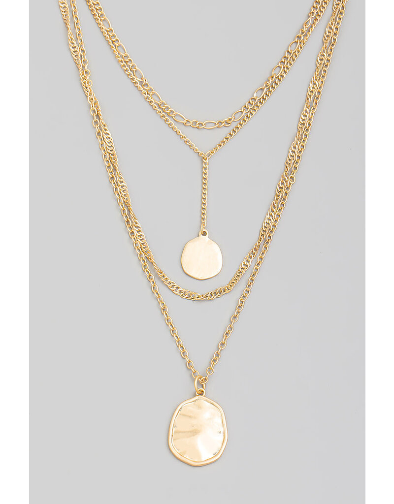 Double Disc Layered Chain Necklace