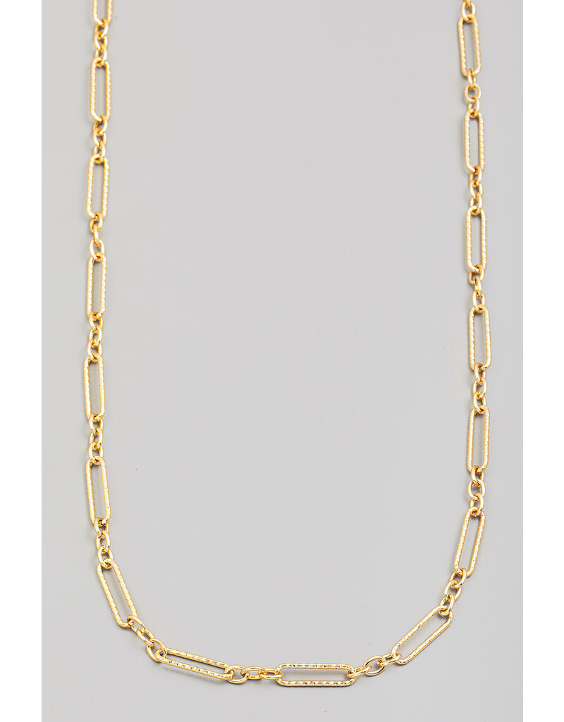 Textured Clip Chain Link Long Necklace