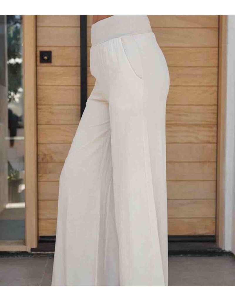 Banded Palazzo Pant - Beige