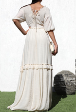 Smocked Woven Maxi Dress - Taupe